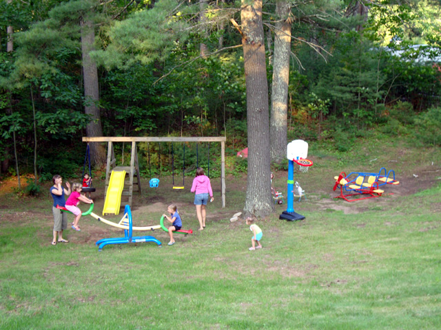 <b>Outdoor games </b> for all ages. Horseshoes, volleyball, badminton, ping pong, and field sports are enjoyed during the summer month